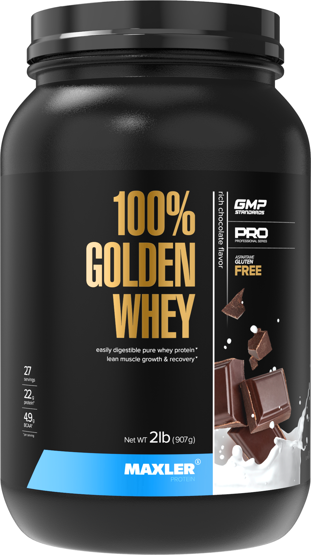 Протеин Maxler 100% Golden Whey New, 908 гр, насыщенный шоколад