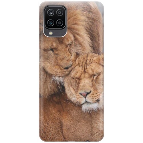 фото Ультратонкий силиконовый чехол-накладка для samsung galaxy a12 / m12 с принтом "милые львы" gosso