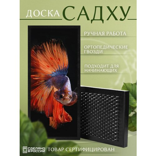фото Доска садху с гвоздями для йоги с уф печатью море океан рыбы - 3094 шаг 10мм сила души и тела