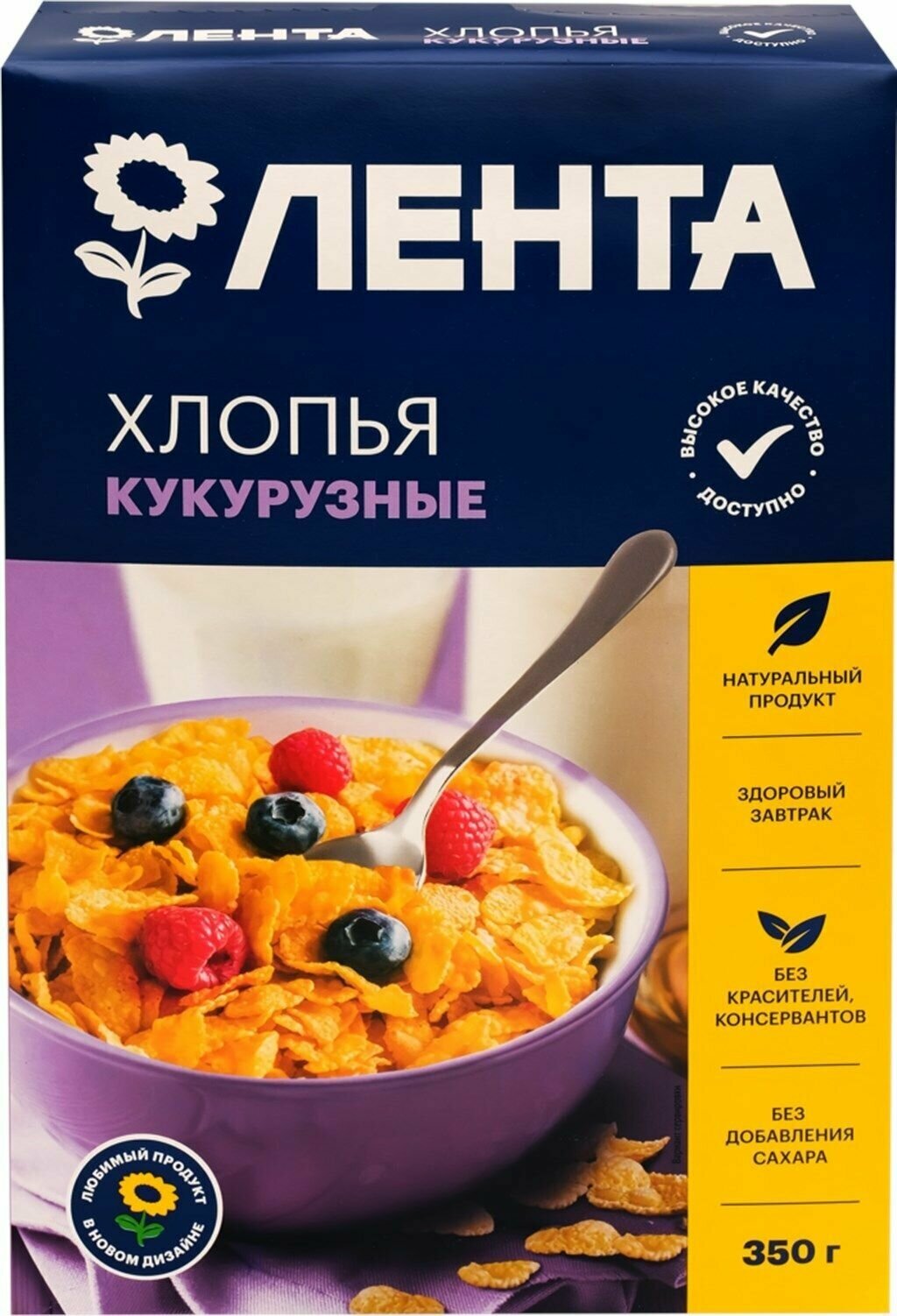 Готовый завтрак лента Хлопья кукурузные без сахара, 350 г - 10 шт.