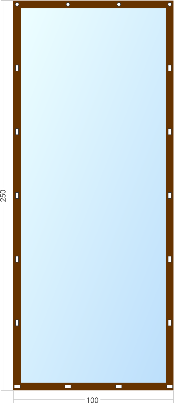 Мягкое окно Софтокна 100х250 см, Прозрачная пленка 0,7мм, Скоба-ремешок, Коричневая окантовка, Комплект для установки - фотография № 3
