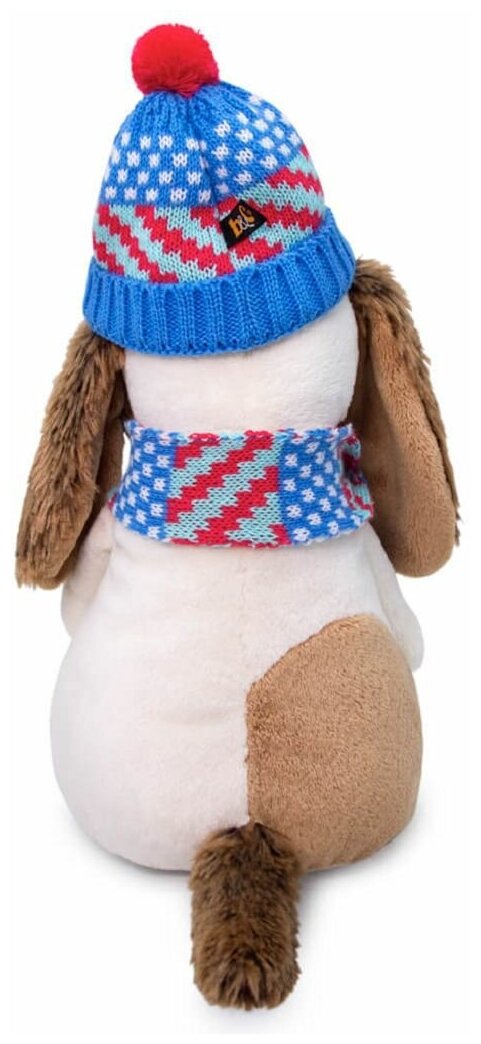 Budi Basa Мягкая игрушка Собака Бартоломей в вязаной шапке и шарфе, 27 см - фото №5