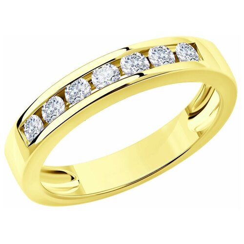 Кольцо SOKOLOV, желтое золото, 585 проба, бриллиант, размер 17.5 35 02 тонкое скрученное кольцо из желтого золота с тремя бриллиантами