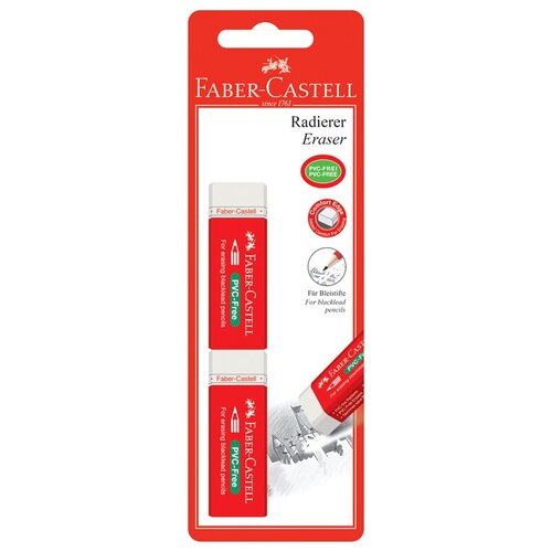 Faber-Castell Набор ластиков Faber-Castell PVC-Free 2шт, прямоугольный, картон. футляр, в пленке, 63*22*11мм, блистер