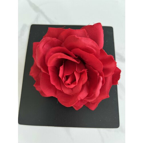 Заколка для волос брошь Роза, крупная, красная