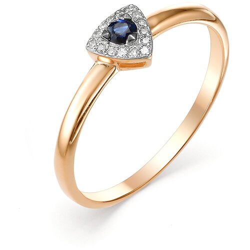фото Алькор кольцо с сапфиром и бриллиантами из красного золота 12505-102, размер 16.5