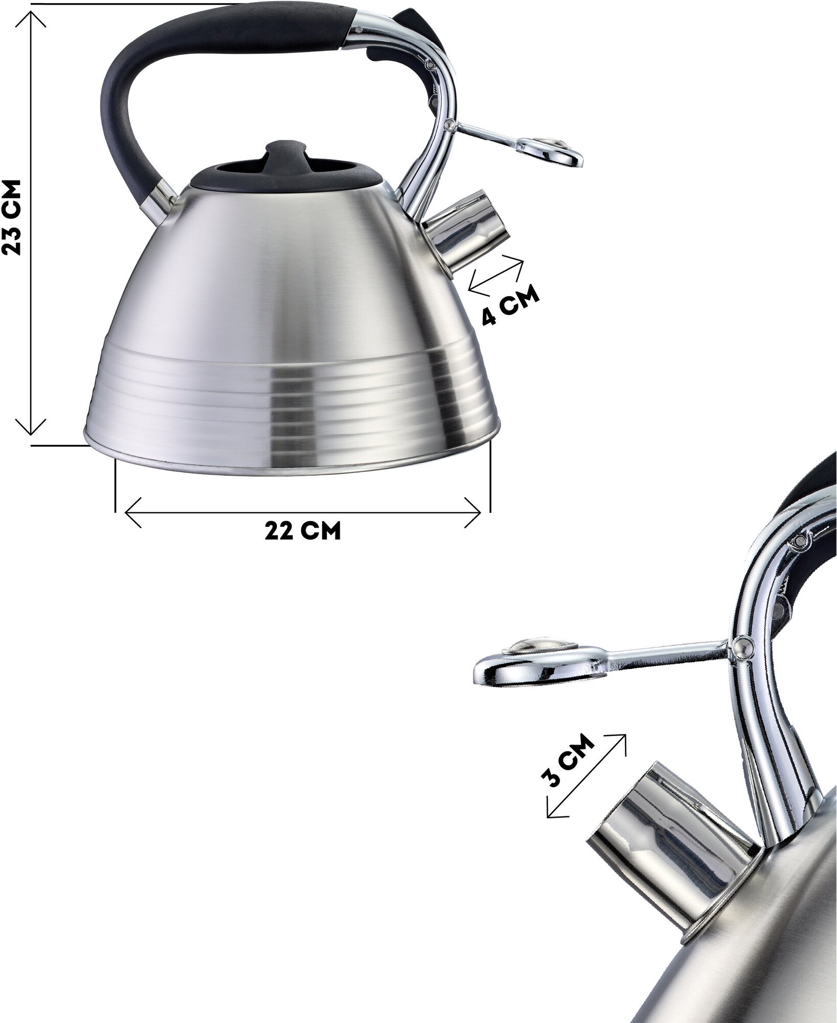 Чайник со свистком Regent Inox Linea TEA, 3 л (93-TEA-33)