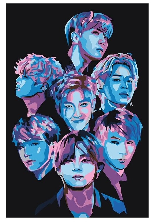 Картина по номерам «Корейская K-POP группа BTS», 40x60 см, Живопись по Номерам