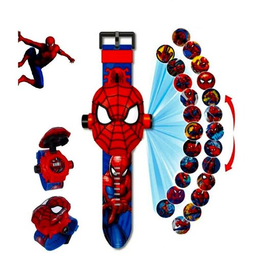 Наручные часы красный, синий детские часы человек паук капитан для девочек американский большой герой 3d проекционный рисунок светодиодные цифровые часы для ма