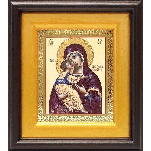 Владимирская икона Божией Матери (лик № 011), в широком киоте 16,5*18,5 см