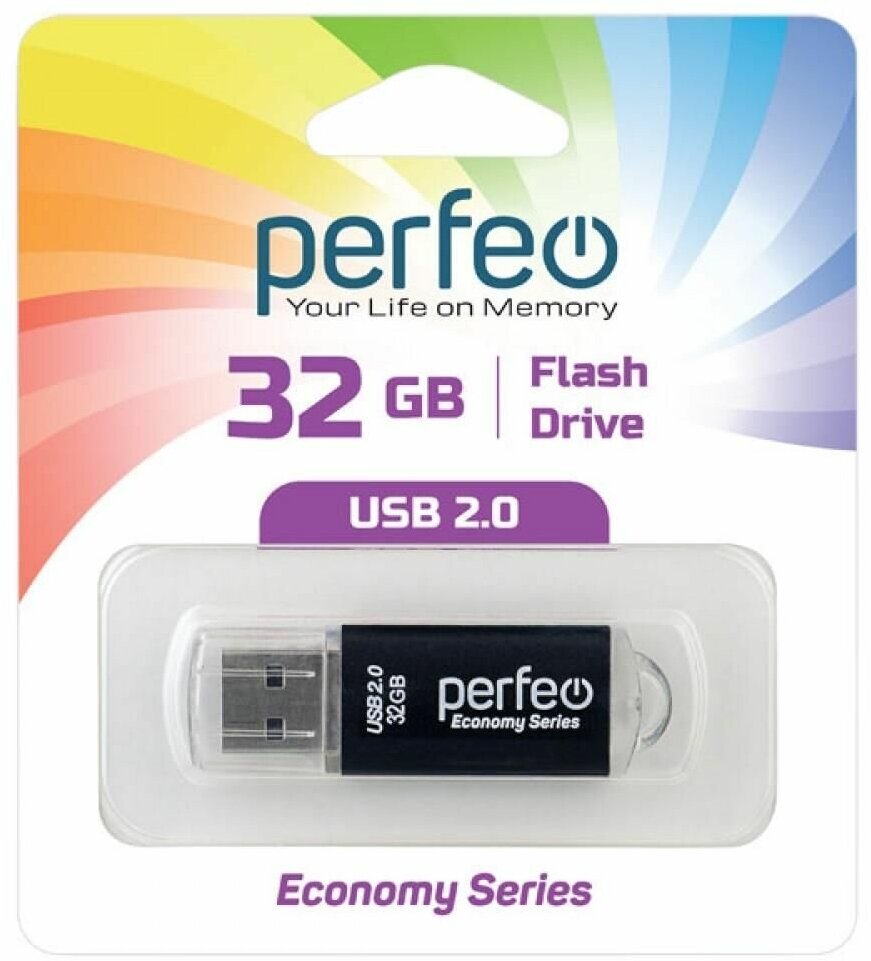 USB флешка Perfeo USB 32GB E01 Black ES