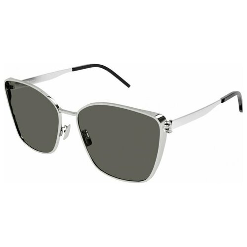 Солнцезащитные очки Saint Laurent, кошачий глаз, оправа: металл, с защитой от УФ, для женщин, серый