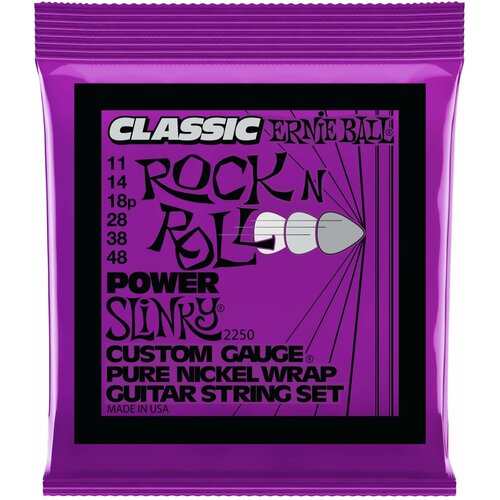 Струны для электрической гитары Ernie Ball Classic Pure Nickel Power Slinky (11-14-18p-28-38-48), P02250 струны для электрогитары ernie ball 2250 power slinky classic rock n roll pure nickel 11 48