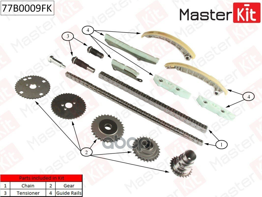 Комплект Цепи Грм MasterKit арт. 77B0009FK