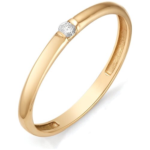 фото Алькор кольцо с бриллиантом из красного золота 1774-100, размер 17.5