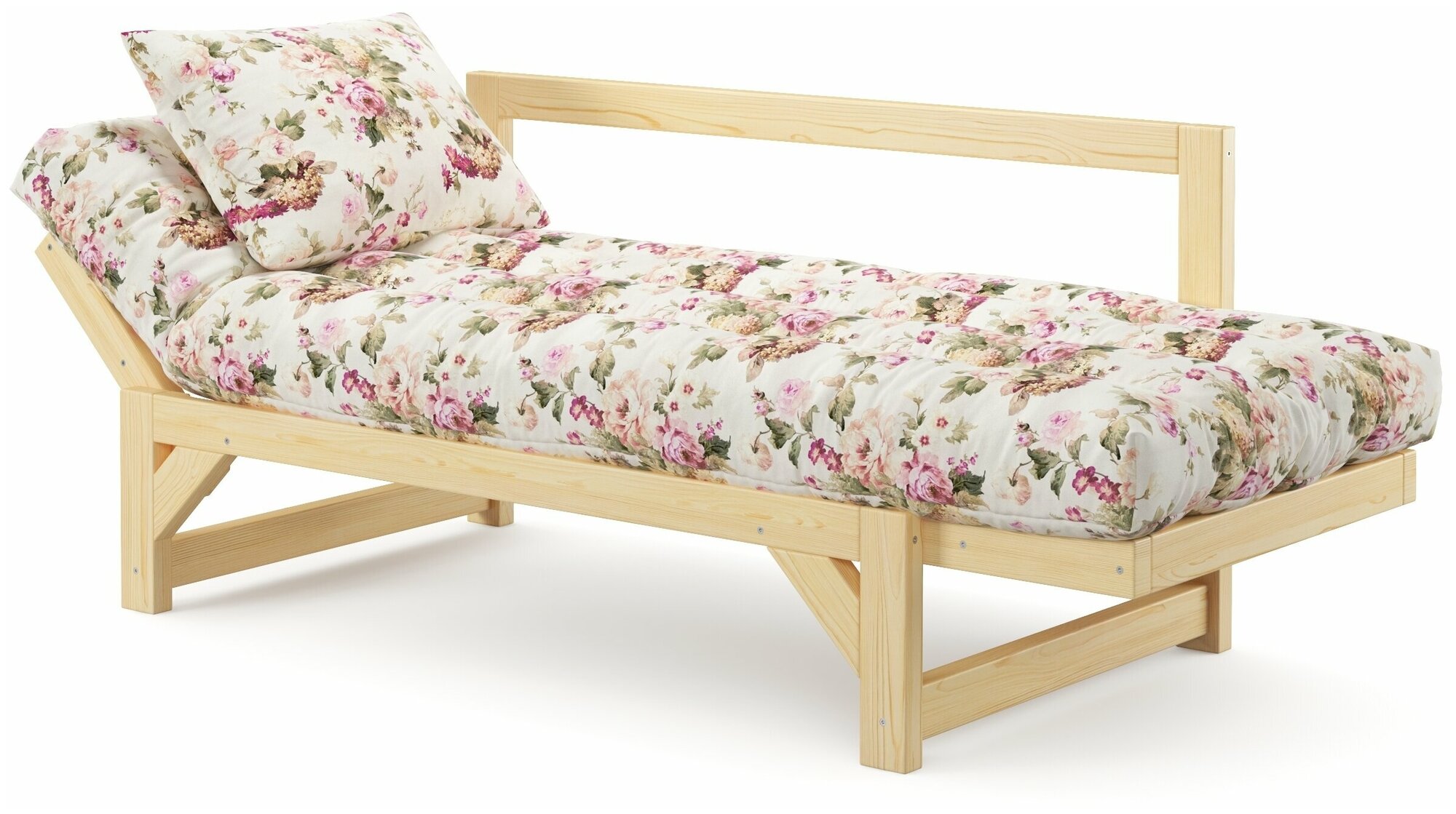 Диван-кровать раскладной Salotti Европа-2, некрашеный, рогожка, ткань Arcadia Rose, флористический принт - фотография № 4