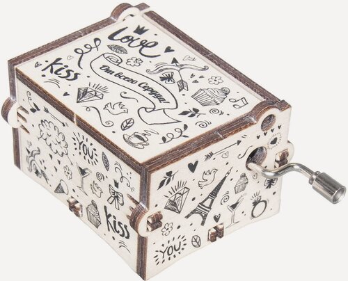 Изображение товара Музыкальная деревянная шкатулка шарманка От всего сердца с мелодией La Rose