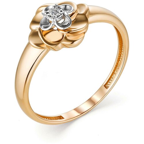 фото Алькор кольцо с 1 бриллиантом из красного золота 13283-100, размер 17