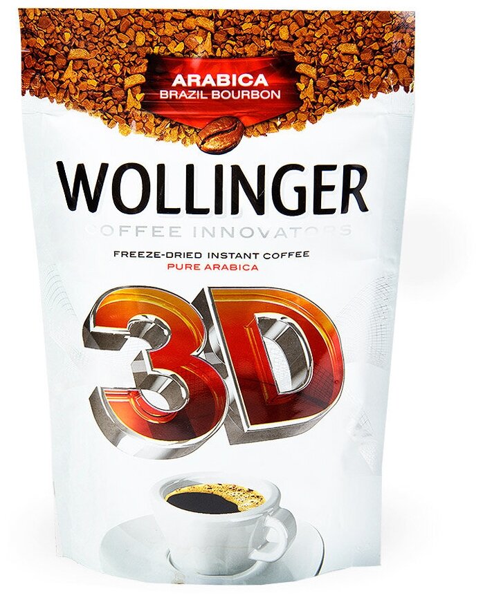 Кофе растворимый WOLLINGER 3D сублимированный, пакет, 150 г - фотография № 1