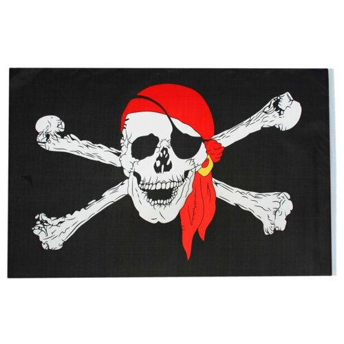 Флаг пиратский Веселый Роджер пират в бандане с повязкой, большой 60х90см флаг пиратский черный веселый роджер пират в бандане с повязкой 14 21 см