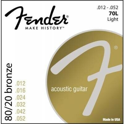 Струны для акустической гитары, бронза FENDER STRINGS NEW ACOUSTIC 70L 80/20 BRNZ BALL END 12-52