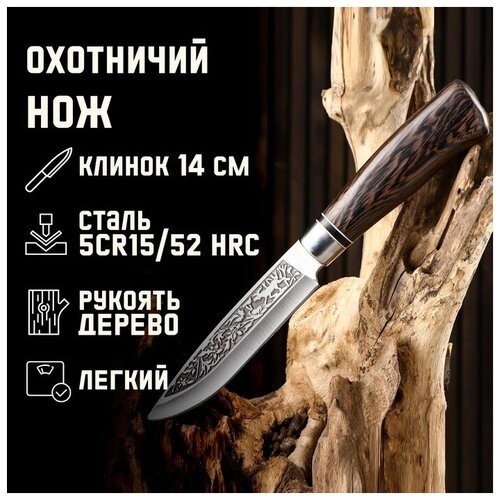 Нож охотничий Лес 27см, клинок 138мм/3мм, рукоять микс