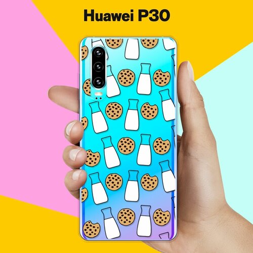 Силиконовый чехол Печеньки и молоко на Huawei P30 силиконовый чехол молоко и печеньки на honor 9s