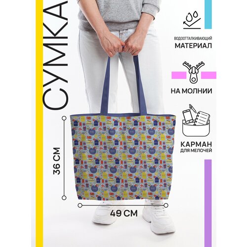 фото Сумка тоут joyarty, желтый, голубой