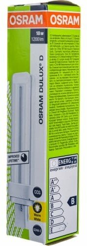 Лампа OSRAM DULUX D 18W/830 G24d-2 компактная 4050300025704 - фото №4