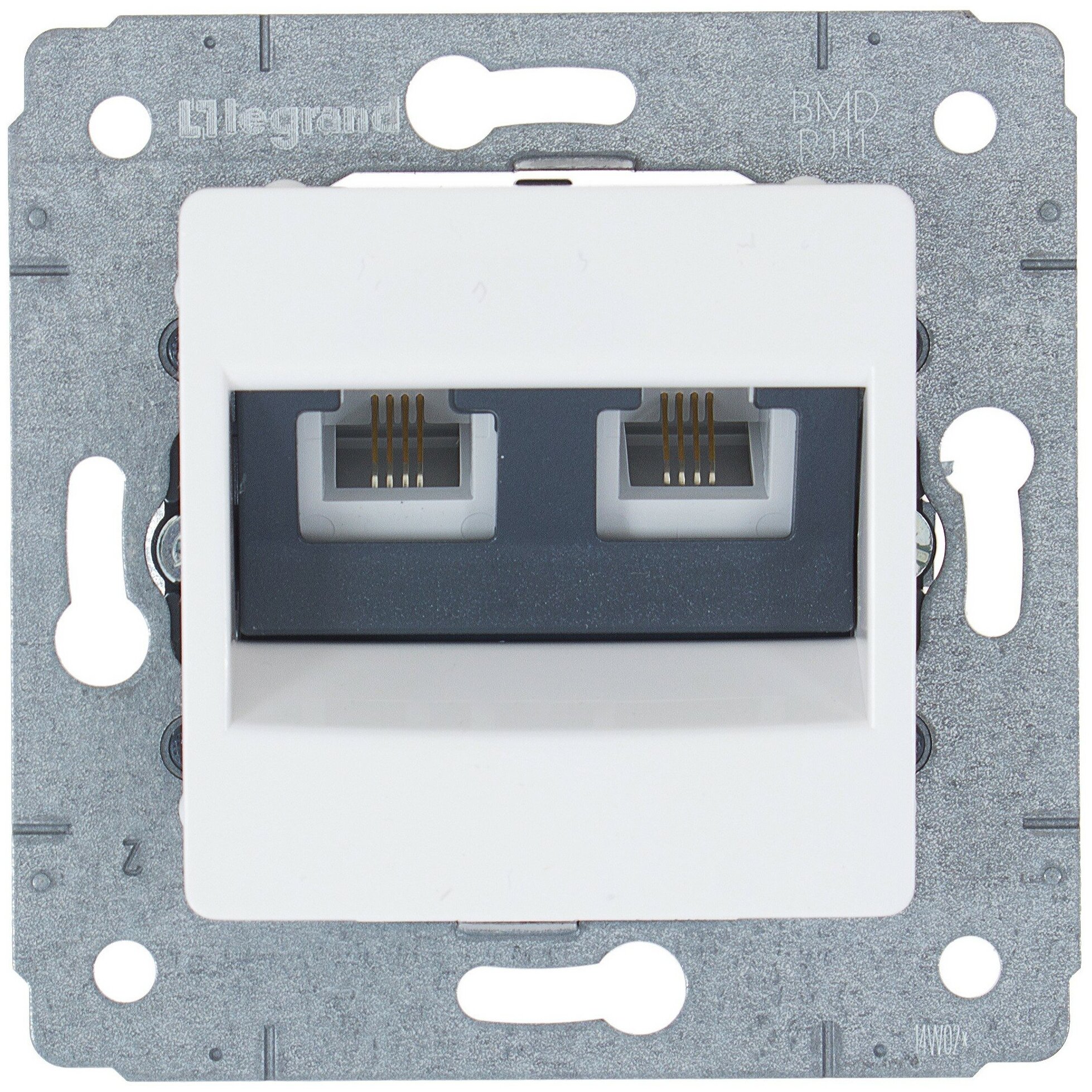 Телефонная розетка двойная встраиваемая Cariva RJ11, цвет белый
