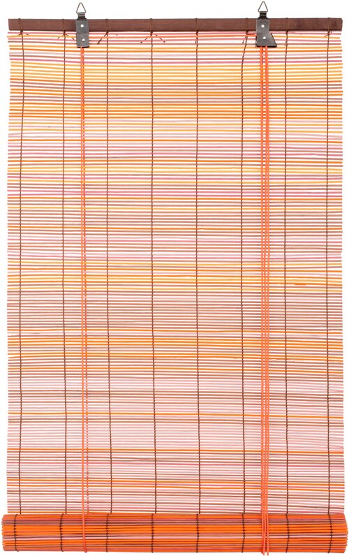 Рулонные шторы ПраймДекор, бамбук, микс красный, 60х160