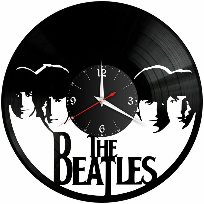 Часы из винила Redlaser "группа Битлз (The Beatles), Джон Леннон, Пол Маккартни, Джордж Харрисон и Ринго Старр" VW-10184