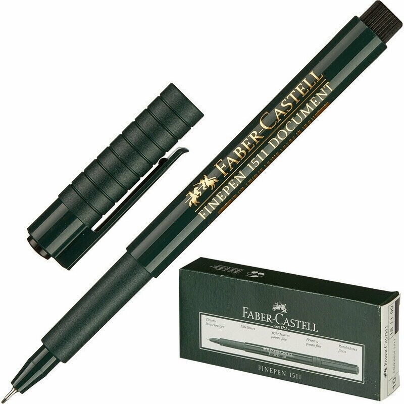 Ручка капиллярная Faber-Castell "Grip Finepen" черная, 10 шт.