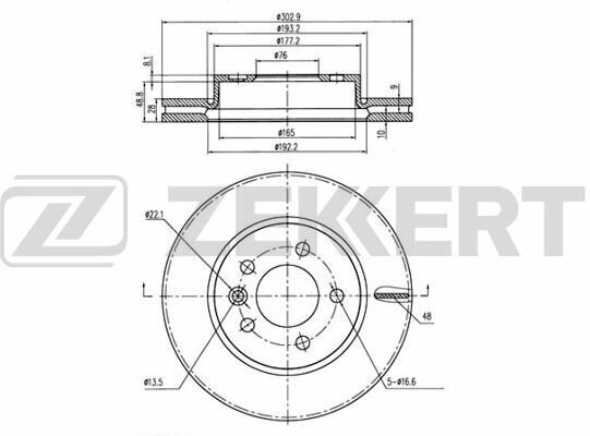 Диск Торм Перед ZEKKERT BS5855