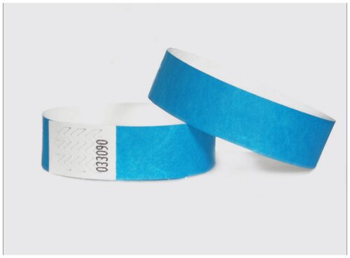 Комплект браслетов Tyvek, размер 25 см, размер one size, диаметр 5 см, голубой