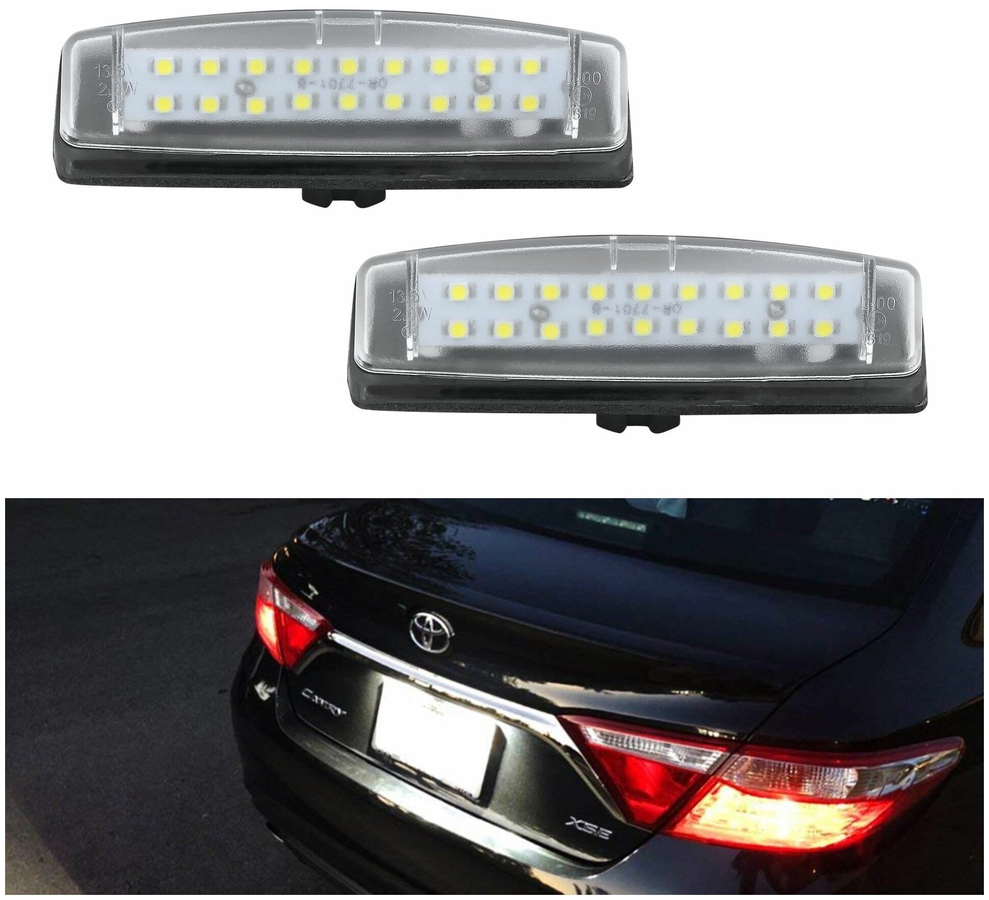 Светодиодная LED подсветка номера Toyota Camry - Lexus IS300 GS300 2шт OEM 81271-30290