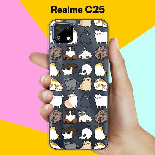 Силиконовый чехол на Realme C25 Коты / для Реалми С25 дизайнерский силиконовый чехол для realme c25 коты