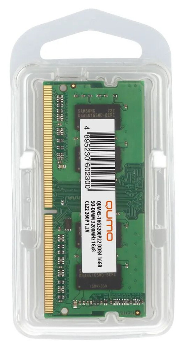 Модуль памяти Qumo SO-DIMM DDR4 16ГБ PC4-25600 3200MHz 1.2V, CL22, QUM4S-16G3200P22 - фото №6