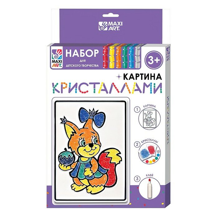 MaxiToys Картина кристаллами «Белочка», 12 × 18 см