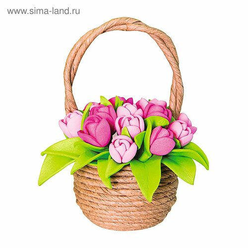 Набор для творчества «Тюльпаны в корзинке» сувенир курочка достаток в доме гжель 7 см