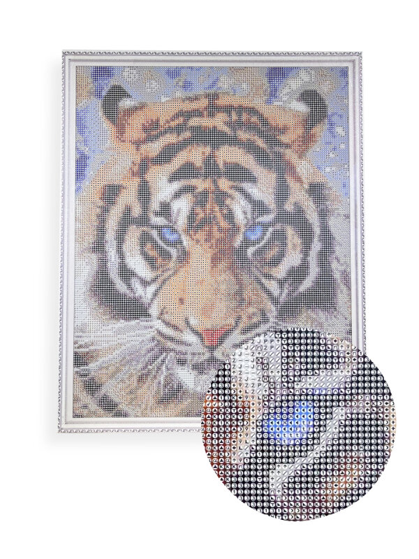 Алмазная вышивка "Взгляд тигра", 40х50 см, Цветной - фотография № 12