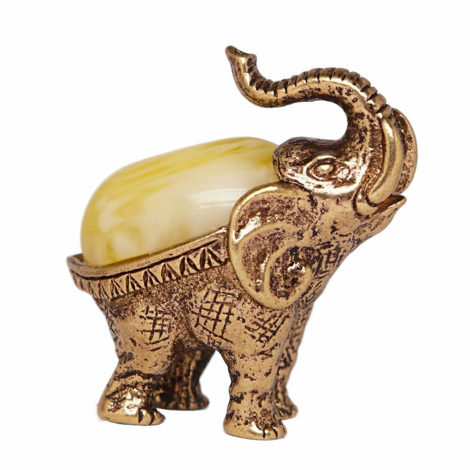 Фигурка "Слон" (янтарь белый, бронза, латунь) 4024 Хорошие Вещи