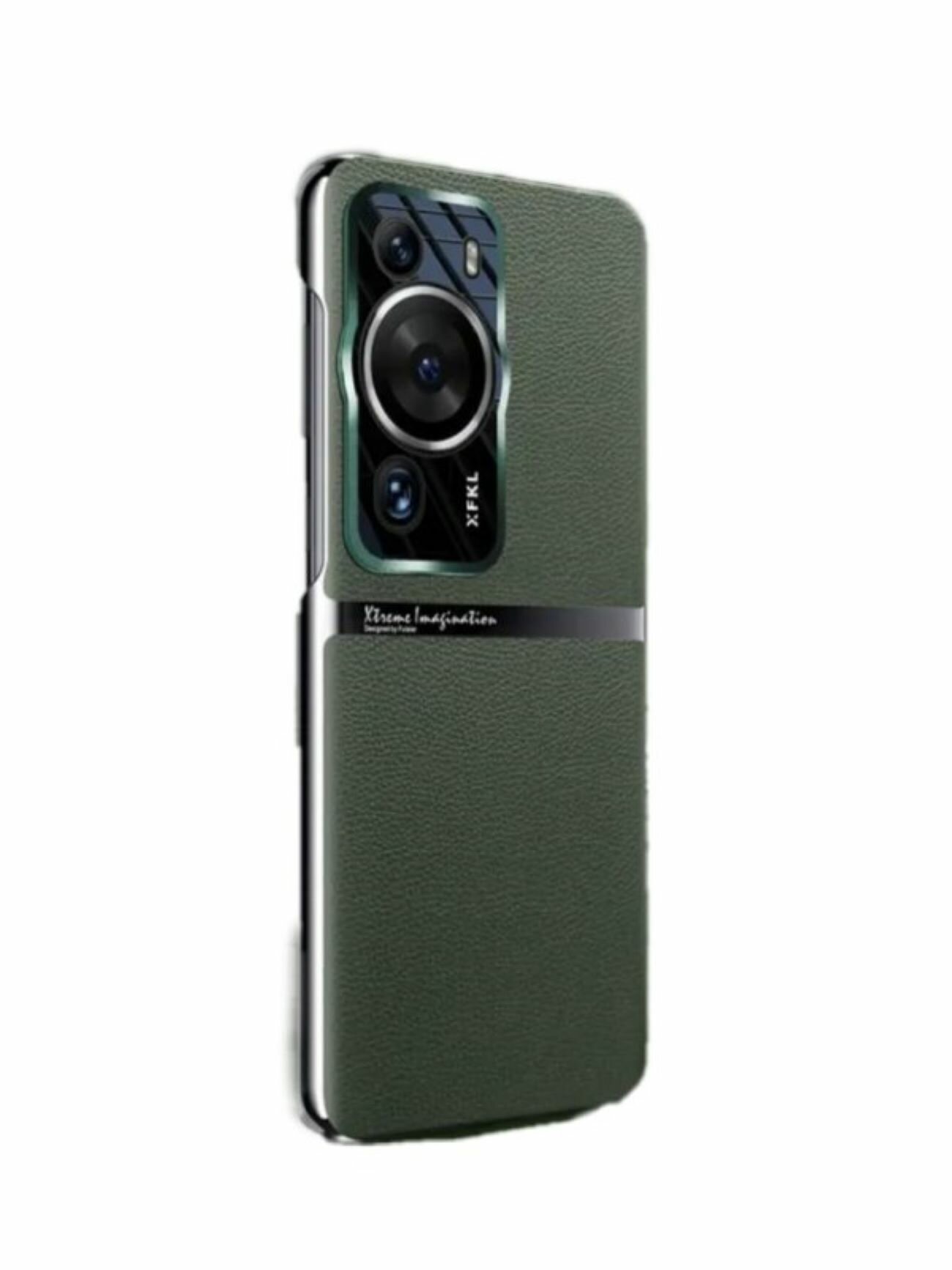 Противоударный чехол-бампер для телефона Huawei P60 Pro зеленый