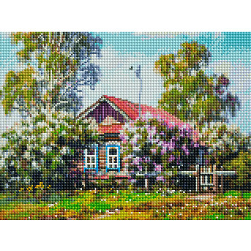 Алмазная мозаика на подрамнике Белосжнежка 30х40 см: Весна в деревне