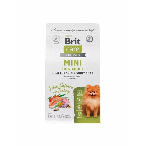 Сухой корм для собак мини пород Brit Care Adult Healthy Skin&Shiny Coat с лососем индейкой 400 гр