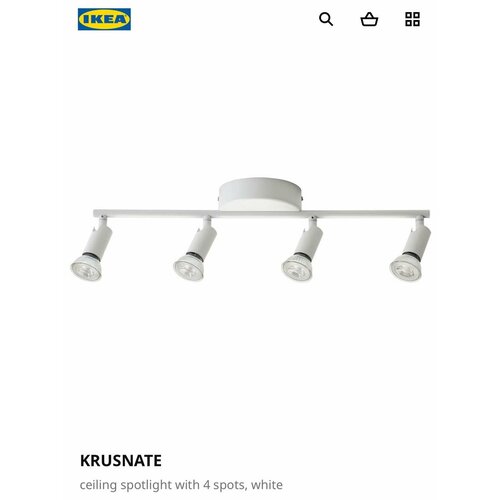 IKEA KRUSNATE Потолочныйнастенный светильник под 4 лампы белый 4790₽