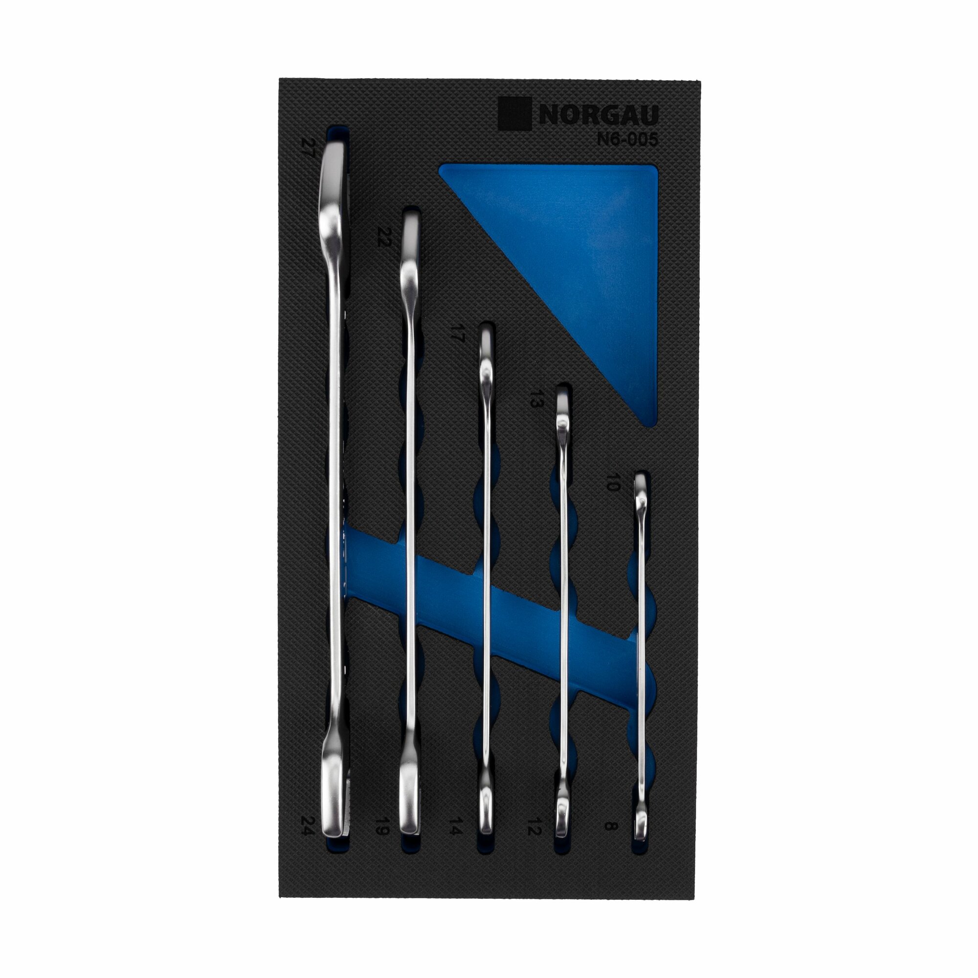 Набор ключей комбинированных NORGAU Industrial метрических из CrV стали  с внутренним 12 тигранным профилем  5 предметов