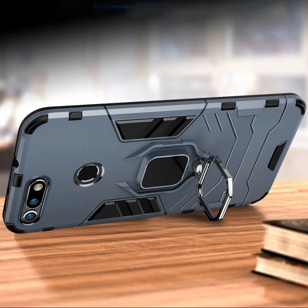Чехол для Honor View 20, армированный чехол из поликарбоната с кольцом-держателем на палец, чехол для телефона Huawei Honor View20 V20, чехол, Прочный противоударный бампер, Black, Honor View20 V20 — фото 1