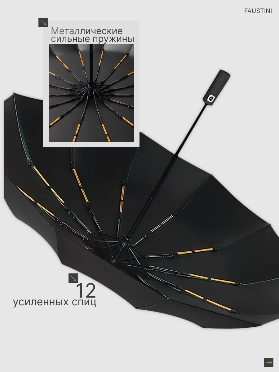 Зонт FAUSTINI, черный — фото 1