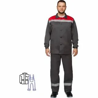 Костюм рабочий летний муж. л16-КБР с СОП сер/крас (р.44-46) 170-176